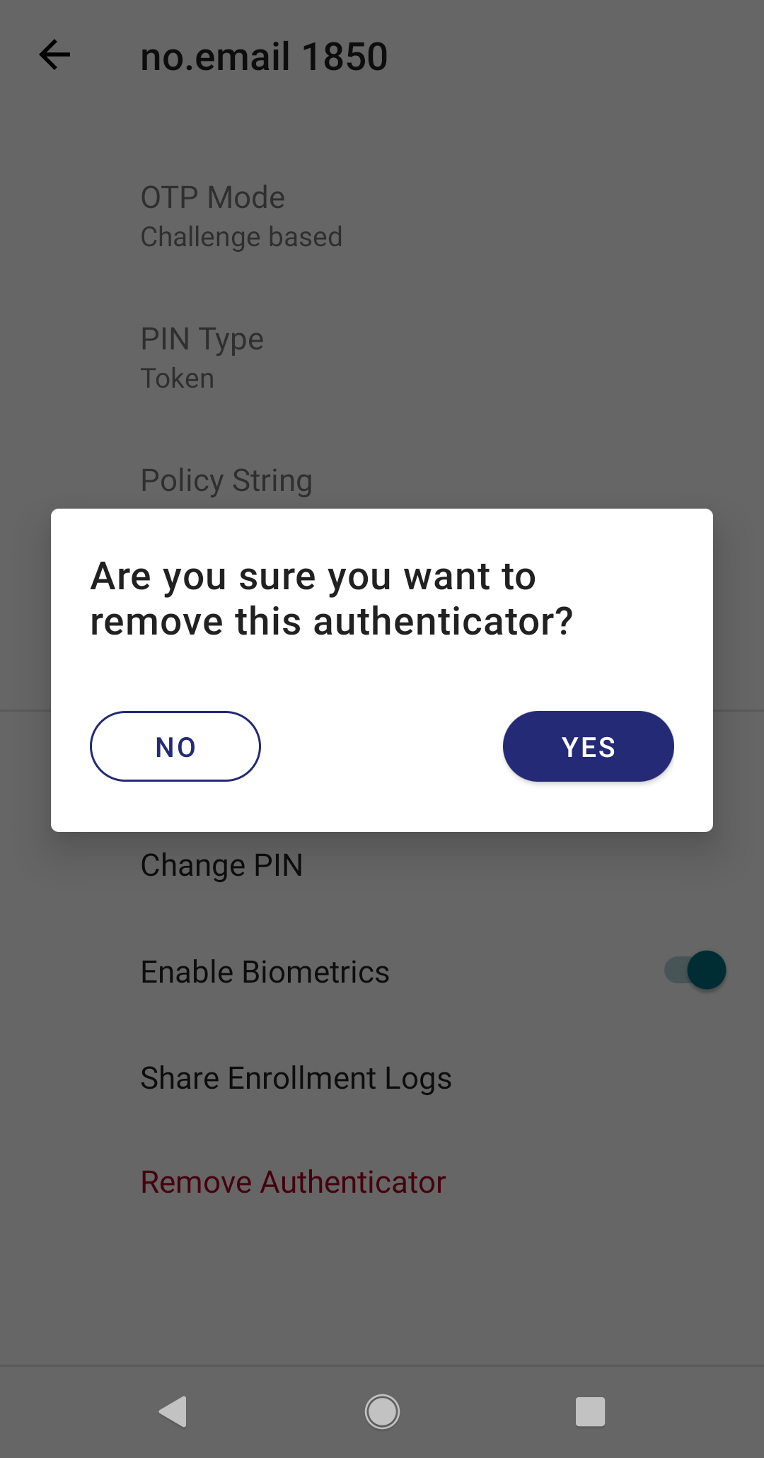 Delete authenticator